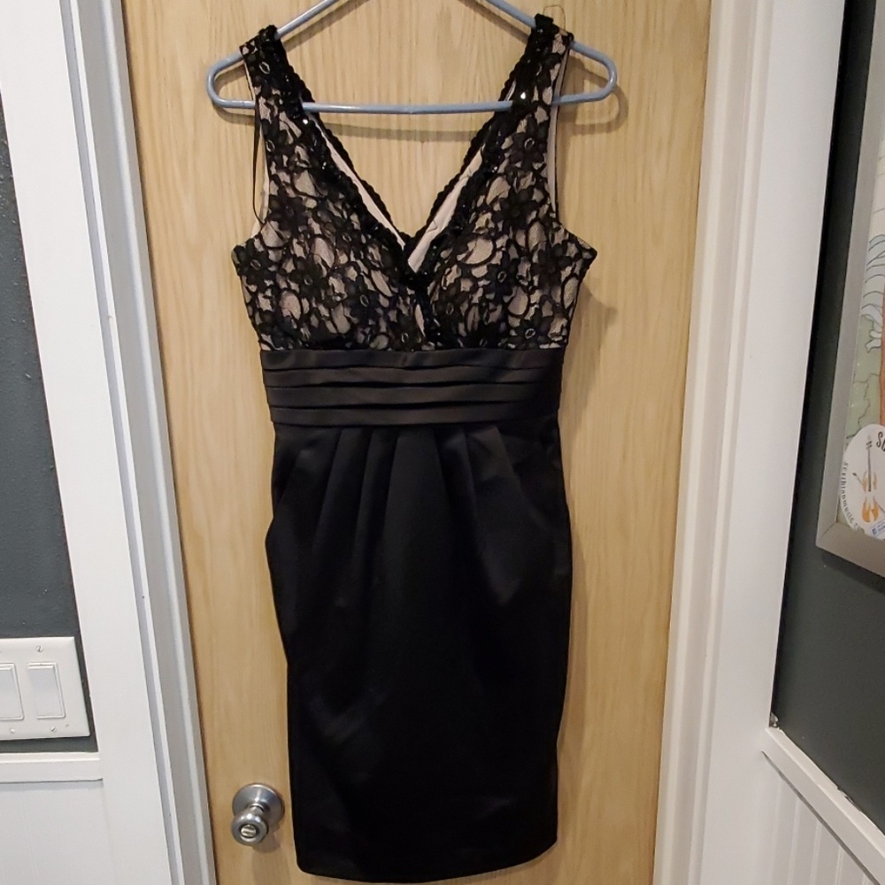 Black lace top dress